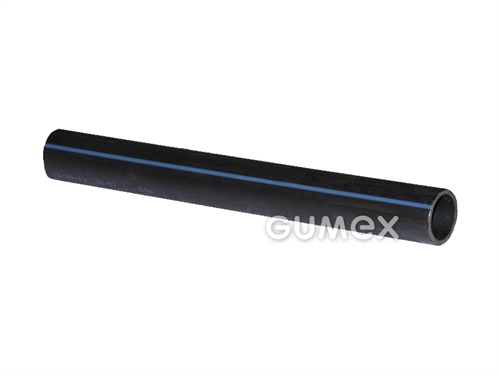 PE trubka HD100, 1/2", 16bar, polyetylén, čierna s modrým pruhom